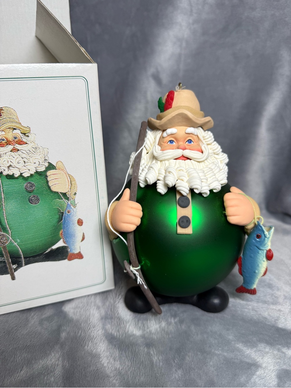 vintage Department 56 Noel Fishing Santa Christmas ornament